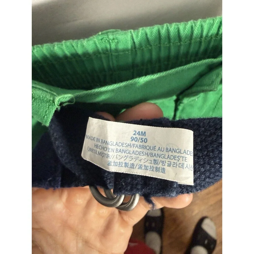 Polo Ralph Lauren Toddler 24M Green Chino Shorts Navy D-Ring Belt Pony